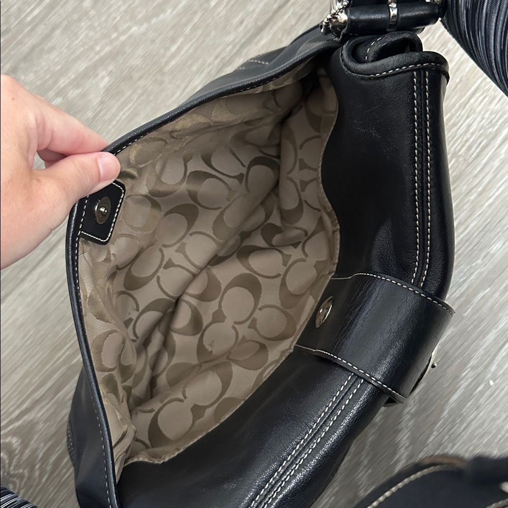 Coach Soho Black Leather Shoulder Bag with Silver Buckle - Picture 12 of 12